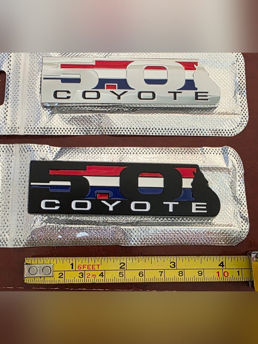 3D Striped COYOTE 5.0 Metal Trunk Logo Badge Emblem Choose Color
